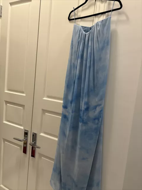 Alice + Olivia Sky Blue Silk Chiffon Back Cutout Maxi Dress Gown Size 6