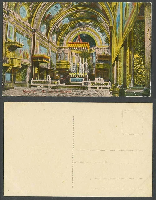 Malta Maltese Old Colour Postcard St. John's Church Cathedral Interior, Valletta