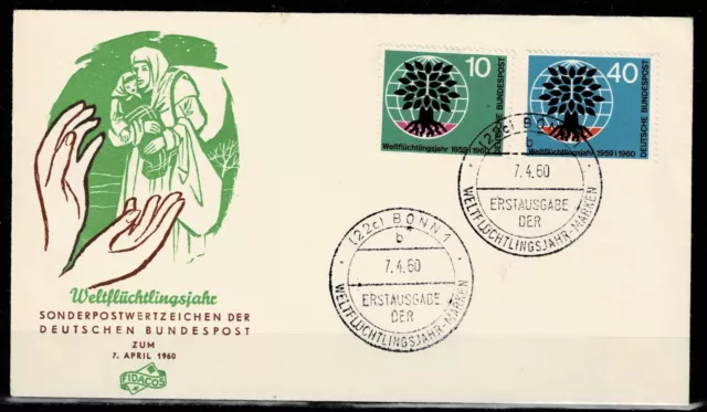 Bund MiNr.  326-327 MiF auf Schmuck-FDC (041) - Weltflüchtlingsjahr