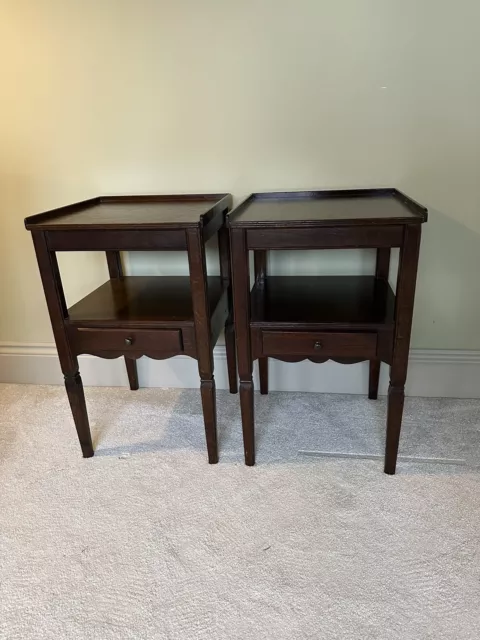 OKA Radnor Dark Wood Side Tables Pair