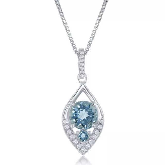 2.4ctw Sky Blue with 0.2ctw White Topaz Marquise Shaped Necklace