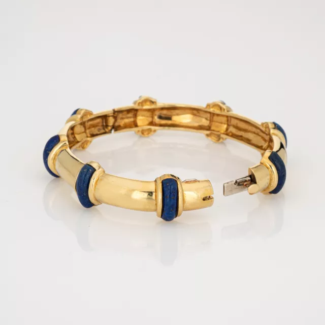 Vintage Tiffany & Co Bangle Bracelet Lapis Lazuli 18k Yellow Gold 6" Jewelry 3