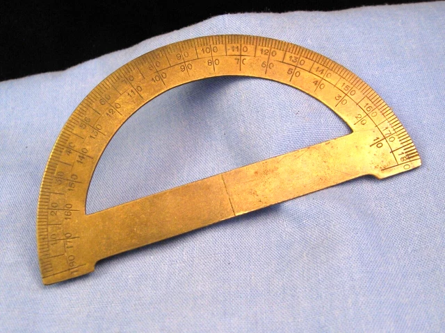 Antique Protractor Ruler ANTIQUE BRASS MATH Mathematics Protractor Engineers Etui Tool $18.25 ...
