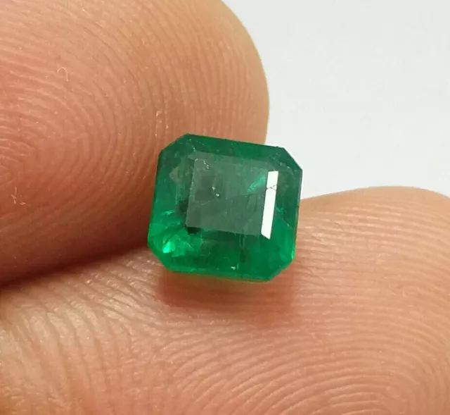 1.39 Ct Natural Emerald Perfect 6 MM Square Cut Rich Green Zambia Gems Untreated