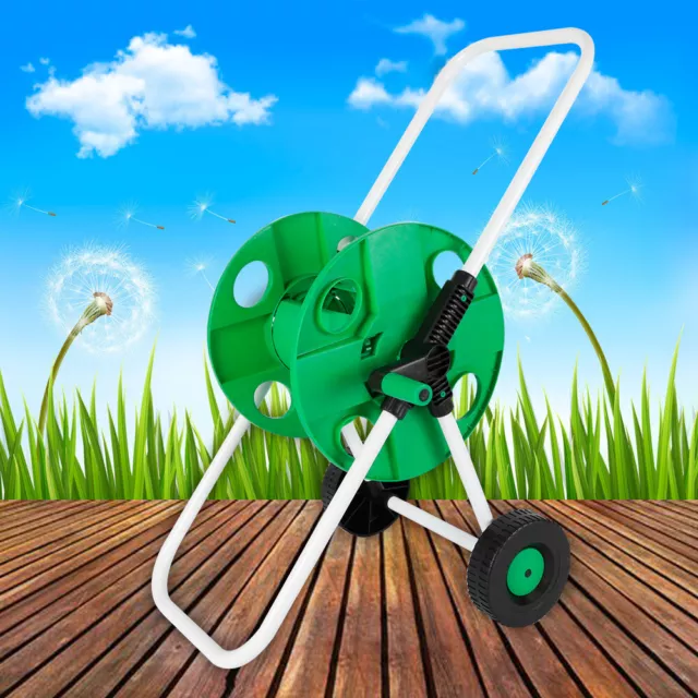 50 m Hose Trolley Garden Outdoor Hosepipe Water Pipe Cart w/Couplers Green/white