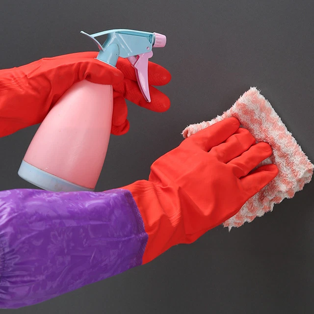 Guantes de cocina de látex impermeables extra largos para lavar platos limpieza del hogar