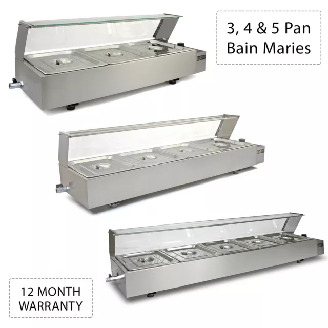 Bain Marie Electric Warmer 3 4 5 Pan Pots Commercial Catering Display Wet Well