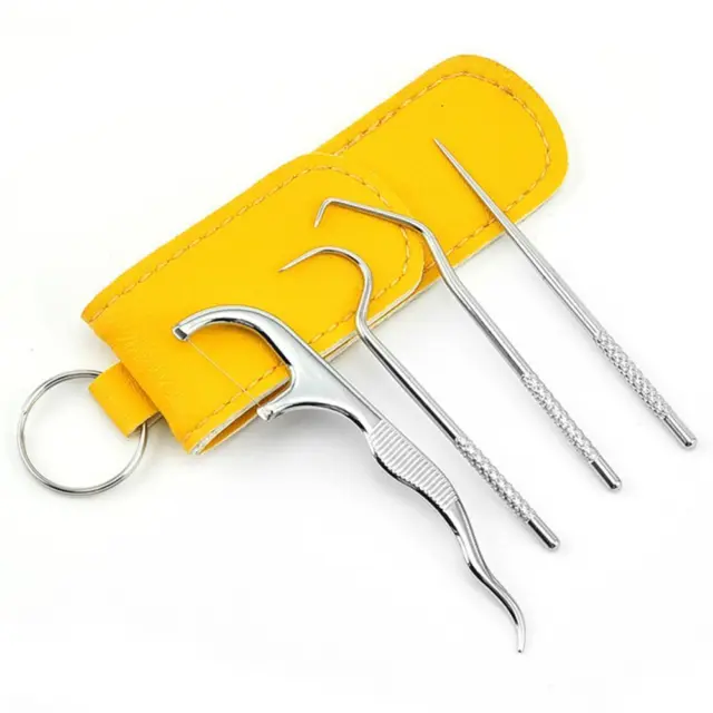 Mini Metal Toothpick Holder Floss Tooth Picks Set Portable Dental Scraper s W5W9