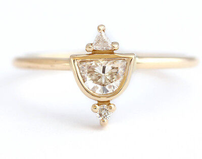 14k Solid Gold ring natural D shape diamond ring wedding ring art deco  DJR0330