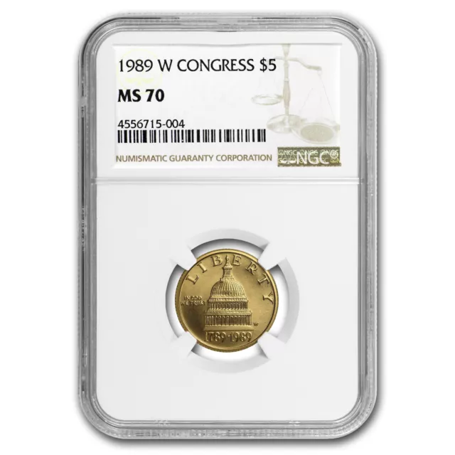 1989-W Gold $5 Commem Congressional MS-70 NGC