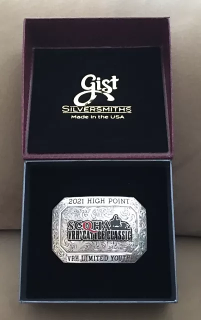 VTG NOS NIB NWT Gist SCQHA 2021 High Point VRH Cattle Classic Trophy Belt Buckle