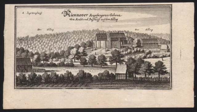 NIENOVER Solling schöne Ansicht Kupferstich von Merian 1654 ORIGINAL!