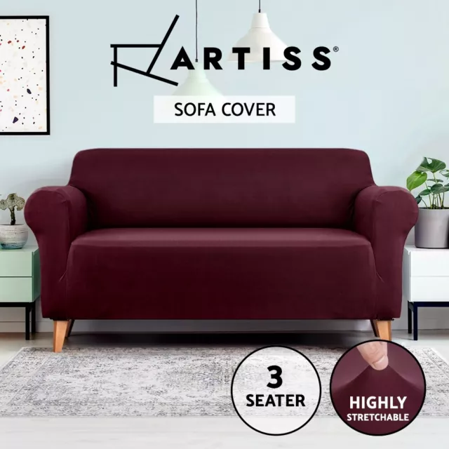 Artiss Stretch Sofa Cover Couch Slipcover 3 Seater Lounge Protector Burgundy