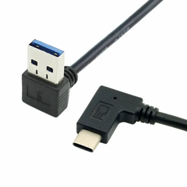 Reversible USB 3.1 USB-C Angled to Down Angled A Male Data Cable for Macbook
