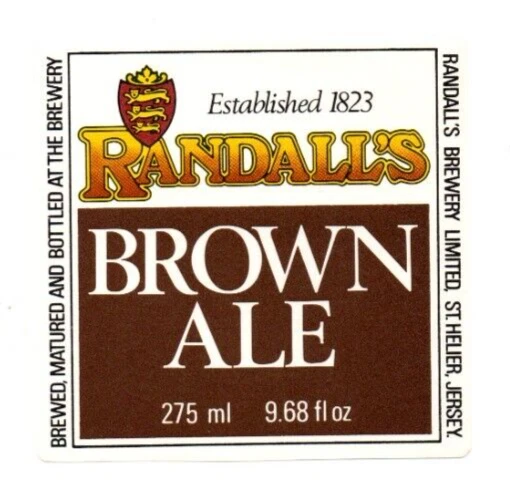 Jersey - Vintage Beer Label - Randalls Brewery, St. Helier - Randalls Brown Ale