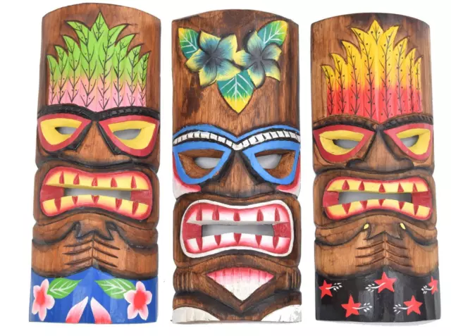 3 Máscara Pared Tiki 30cm 3 Máscaras En Hawai Maui Buscar de Nuevo