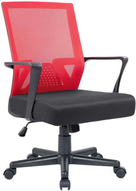 Office Chair Ergonomic Mid-Back Mesh Chair SwivelChair with Armrests and Thick
