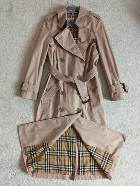 Burberry Tropical Gabardine Pink Apricot Belted Trench Coat UK 6/ US 4 rrp £1690