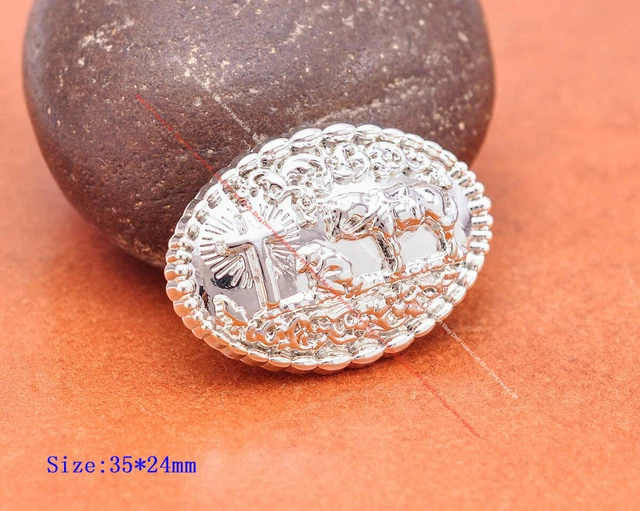 10X 35mm Ostentoso Plata Vaquero Oración Cuero Silla Concho Tornillador