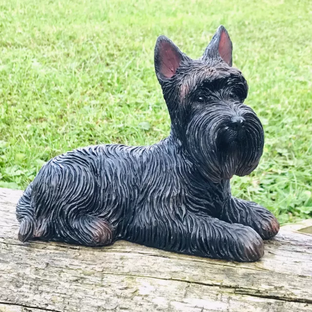 Laying Scottie Dog indoor ornament garden decoration Scottish Terrier lover gift