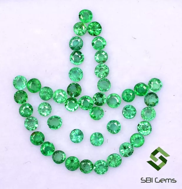 1.79 Cts Natural Emerald Round Cut 2 To 2.20 mm Lot 44 Pcs Untreated Loose Gems 2