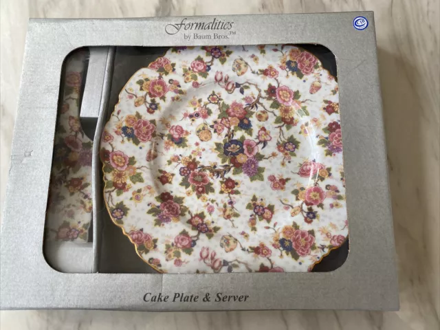 Cake Plate/Server Formalities by Baum Bros Floral Chintz 10 3/4"