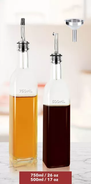 Oil & Vinegar Glass Bottle Dispenser Set ( 500 Ml & 750 Ml)