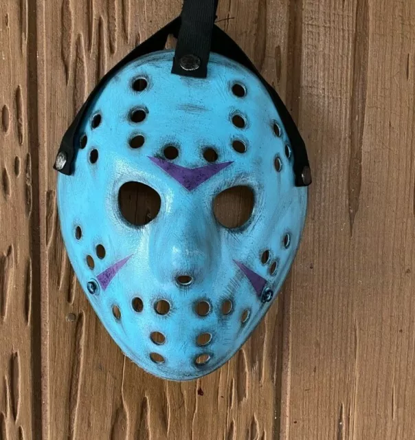 Jason Voorhees Inspired Hand Painted Weathered Full Mossy Hockey Mask