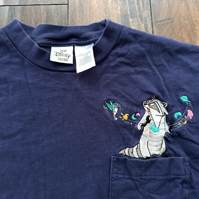 Vintage Disney Pocahontas Movie Promo Tee Shirt Mens Y2K 90s Pocket Cartoon Cute