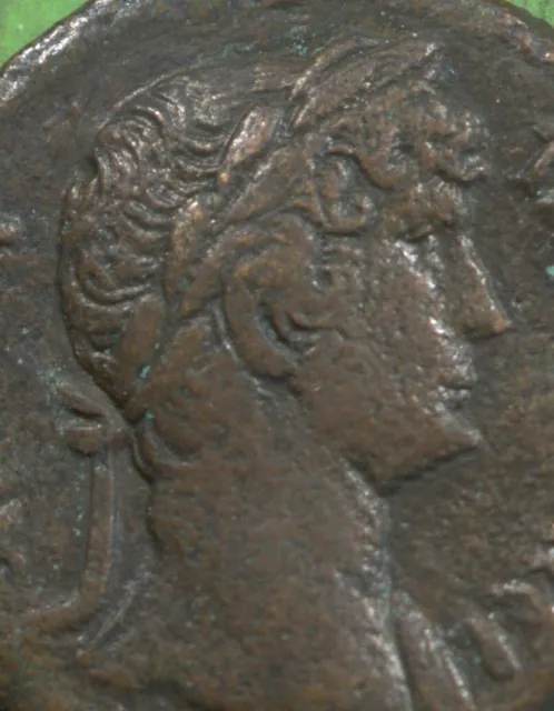 Roman Provincial ae23 Bronze Diobol Coin of Hadrian  BULL BUTTING  Alexandria