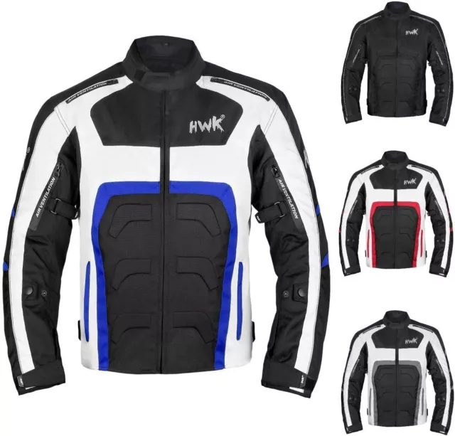 HWK Spyder Motorcycle Riding Jacket for Men Cordura Textile Fabric, Large - Blue
