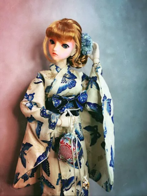 1/6 1/4 1/3 BJD Clothes Japanese Kimono Suit Butterfly Dress+Waistband+WaistRope