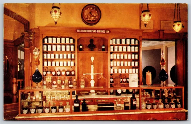 Postcard 19th Century Prescription Counter in Upjohn Pharmacy, Disneyland P198