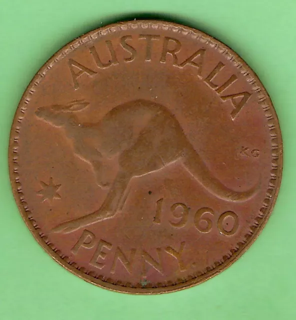 Ten  1960  Australian Kangaroo Design Penny  Coins - See Description