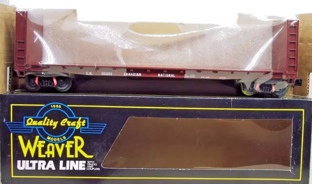 Weaver O Scale Ultra Line 50' Bulkhead Flat Car Cn Canadian National 3  Rail Nos