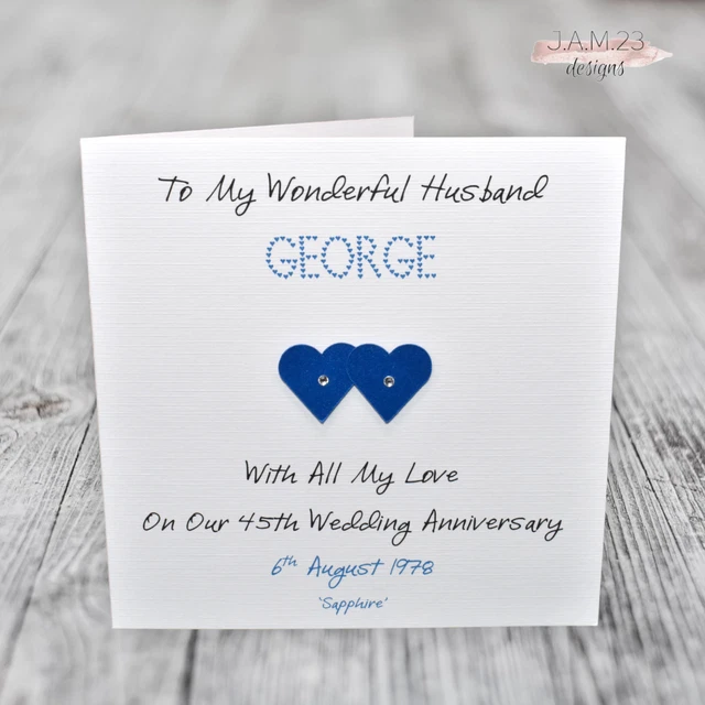 PERSONALISED SAPPHIRE 45TH Wedding Anniversary Card Husband Wife £4.00 ...