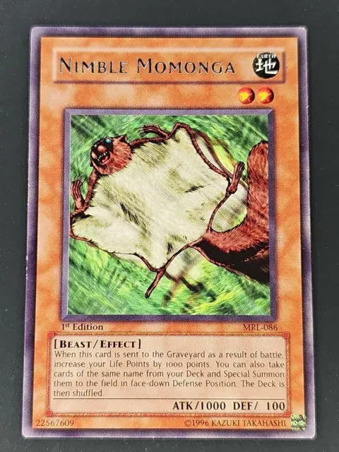 VLP-NM YUGIOH NIMBLE MOMONGA 1st Edition Rare MRL-086
