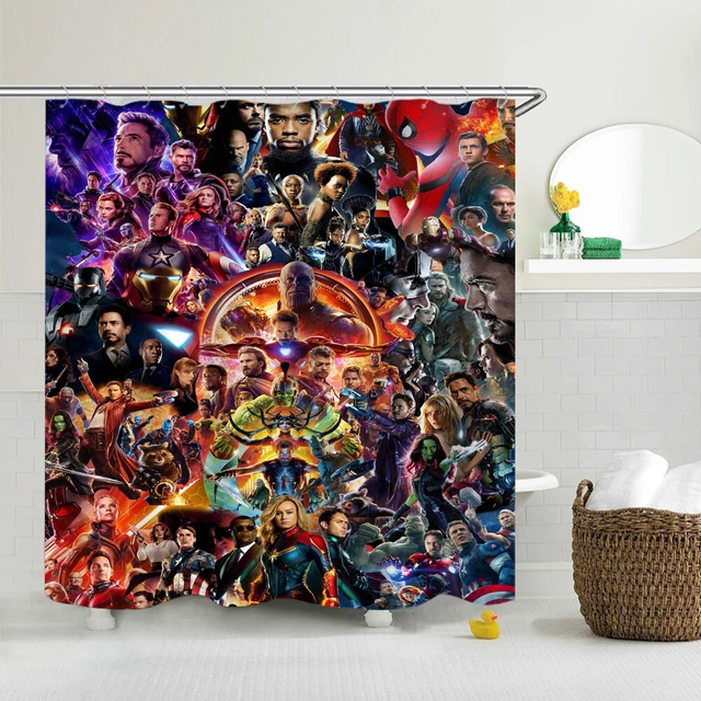 Avengers Comic Heroes Waterproof Shower Curtain Fabric Bathroom Decor Curtain70"