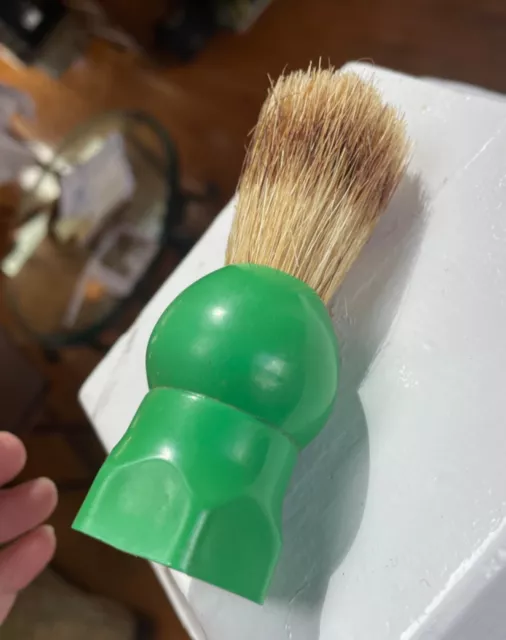 Vintage Shave Brush Ever Ready 100A USA~Green Base~Boar Bristles