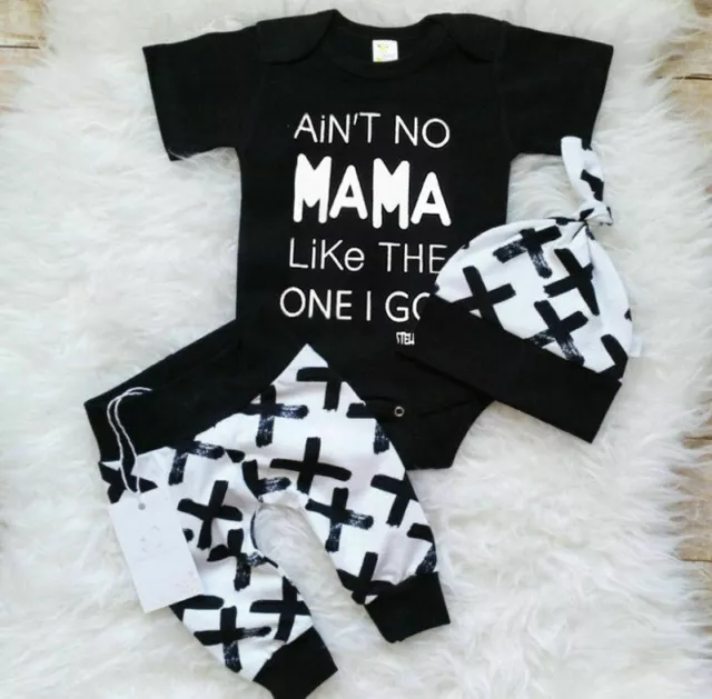 Newborn Kid Baby Boy 3pcs Clothes Jumpsuit Romper Bodysuit Pants Outfits Set