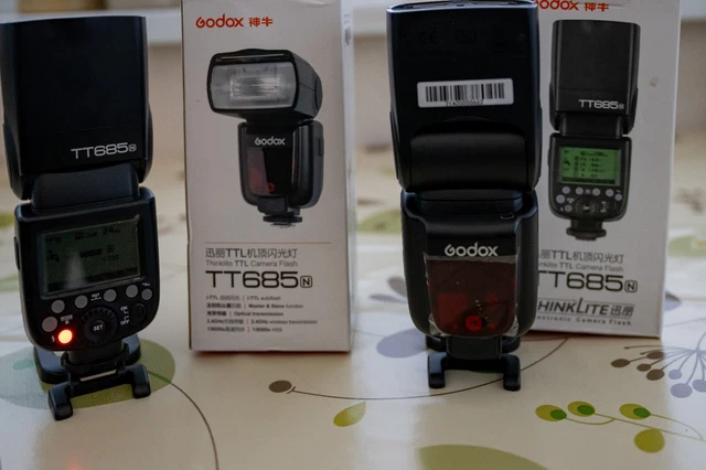  TWO Godox TT685n Nikon fit on or off camera flash.Both Hardly used and in VGC. 
