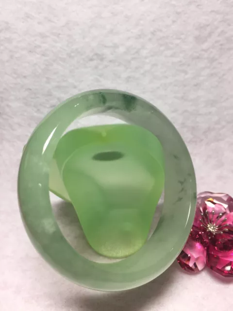 52mm- 100% Natural Jadeite Jade Bangle- Undyed, Untreated- Translucent Green-