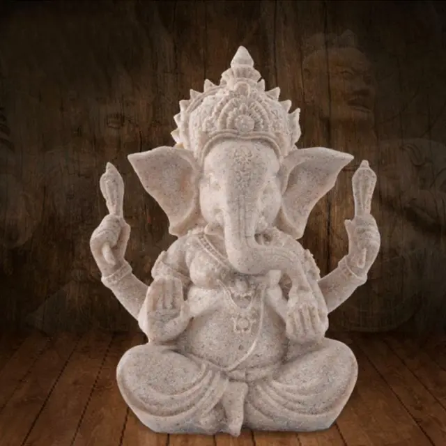 Feng Shui Resin Crafts India Elephant Head Buddha Statue Home Decoration 13.5cm