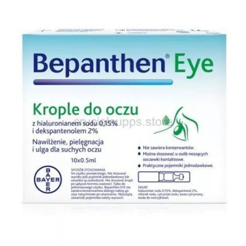 2x paquets Bepanthen Eye Eye Drops 0,5 ml A 10 conteneurs