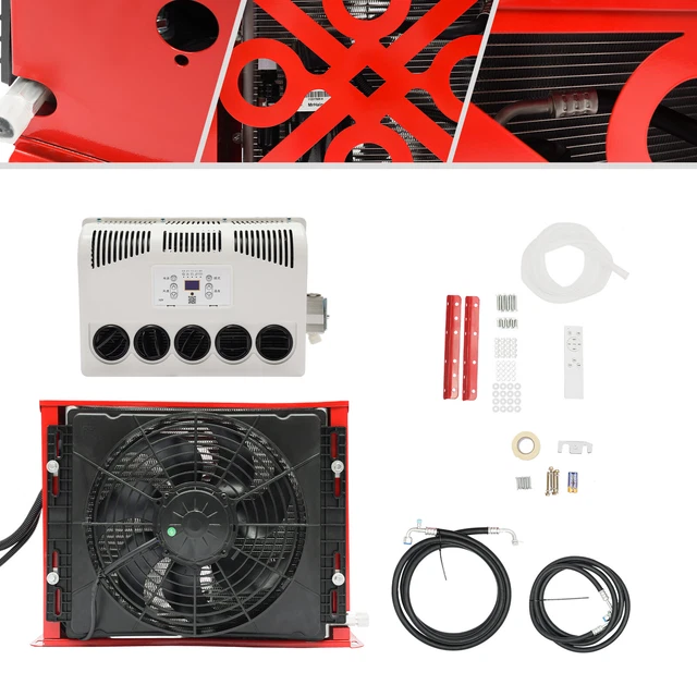 12V 11000 BTU Truck Cab AC Air Conditioner Split Fit Semi Trucks Bus RV