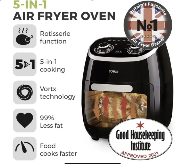 TOWER XPRESS VORTX 5in1 Air Fryer Oven 11L Black T17038 **BRAND NEW