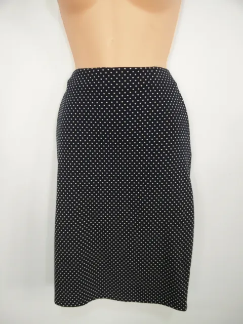 Womens M&S Uk 14 Regular Navy Polka Dot Elasticated Waist Jersey Pencil Skirt