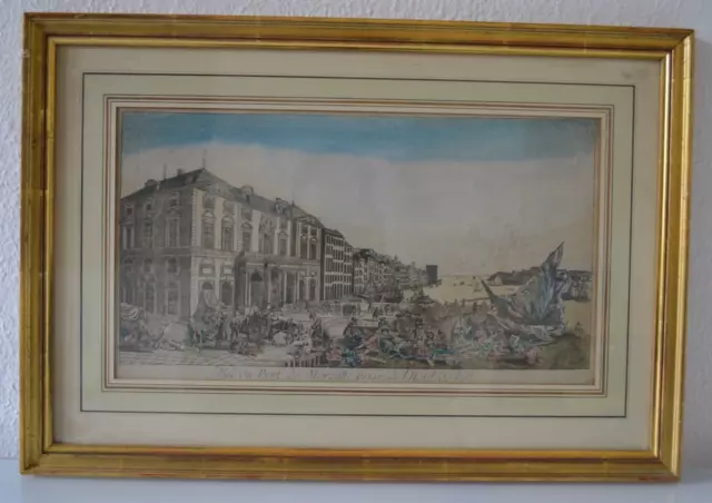 GRAVURE XVIIIe VUE D'OPTIQUE LE PORT DE MARSEILLE PENDANT LA PESTE DE 1720