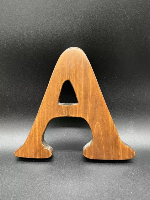 VTG‼ Initial Letter "A” w/ Hooks Wood Wall Hanging Retro 1970's Decor • VGUC‼