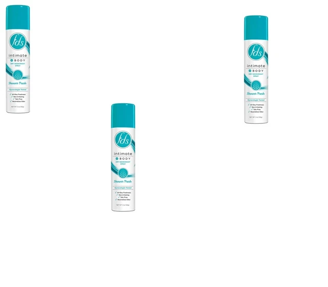 BL Fds Intimate + Body Dry Spray Desodorante Ducha Fresco 2 oz *PAQUETE DE TRES*